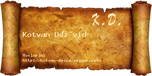 Kotvan Dávid névjegykártya